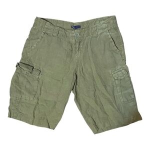 100% linen army green cargo short. Sz 2